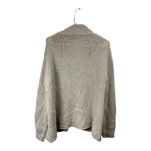 Wooden Ships Size S/M Open Front Cardigan Sweater Mohair Blend Lightweight Beige - Picture 2 of 5